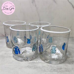 4 Gummy Bear Icon Charm Inlay Juice Whiskey Glass Set